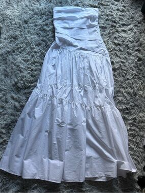 White Tiered Midi Skirt